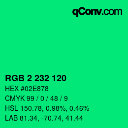 カラーコード: RGB 2 232 120 | qconv.com