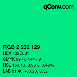Color code: RGB 2 232 129 | qconv.com