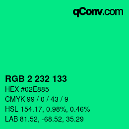カラーコード: RGB 2 232 133 | qconv.com