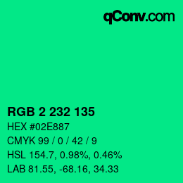 カラーコード: RGB 2 232 135 | qconv.com