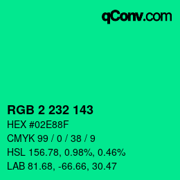 カラーコード: RGB 2 232 143 | qconv.com