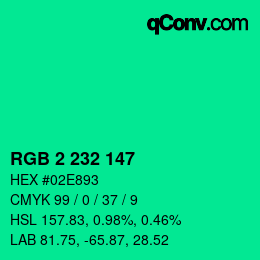 Código de color: RGB 2 232 147 | qconv.com
