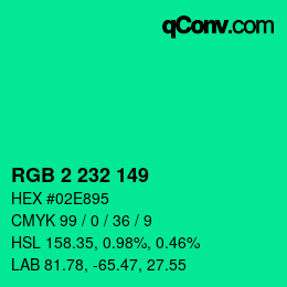 Color code: RGB 2 232 149 | qconv.com