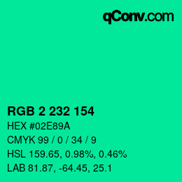 カラーコード: RGB 2 232 154 | qconv.com