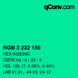 Color code: RGB 2 232 156 | qconv.com