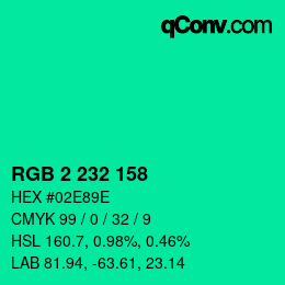 Color code: RGB 2 232 158 | qconv.com