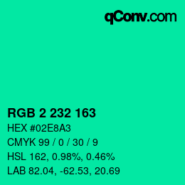 カラーコード: RGB 2 232 163 | qconv.com