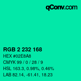 Color code: RGB 2 232 168 | qconv.com
