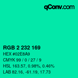 Color code: RGB 2 232 169 | qconv.com