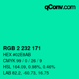 Color code: RGB 2 232 171 | qconv.com