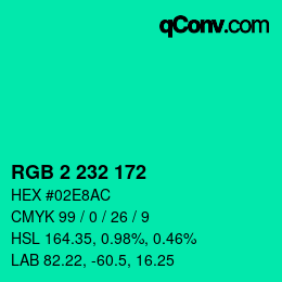 Color code: RGB 2 232 172 | qconv.com