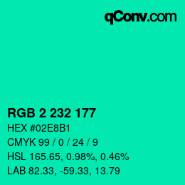 Color code: RGB 2 232 177 | qconv.com