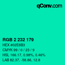 Color code: RGB 2 232 179 | qconv.com