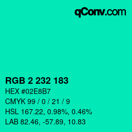 Color code: RGB 2 232 183 | qconv.com