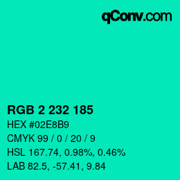 Color code: RGB 2 232 185 | qconv.com