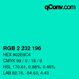 Color code: RGB 2 232 196 | qconv.com