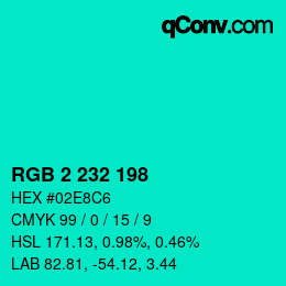 カラーコード: RGB 2 232 198 | qconv.com