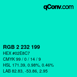 Color code: RGB 2 232 199 | qconv.com