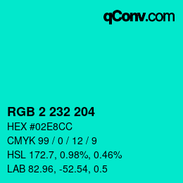 Color code: RGB 2 232 204 | qconv.com