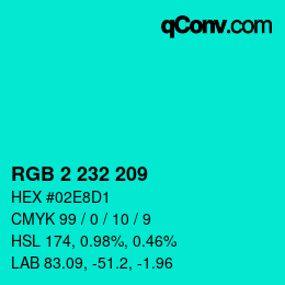 カラーコード: RGB 2 232 209 | qconv.com