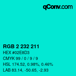 カラーコード: RGB 2 232 211 | qconv.com