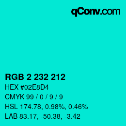 Color code: RGB 2 232 212 | qconv.com