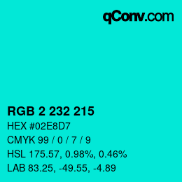 カラーコード: RGB 2 232 215 | qconv.com