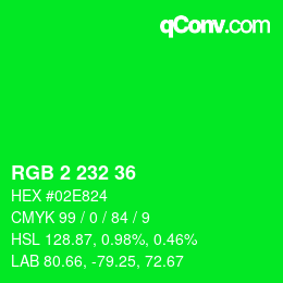 Color code: RGB 2 232 36 | qconv.com