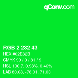 Color code: RGB 2 232 43 | qconv.com