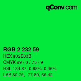 Color code: RGB 2 232 59 | qconv.com