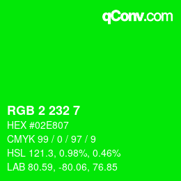 Farbcode: RGB 2 232 7 | qconv.com