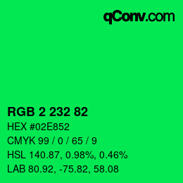 Color code: RGB 2 232 82 | qconv.com