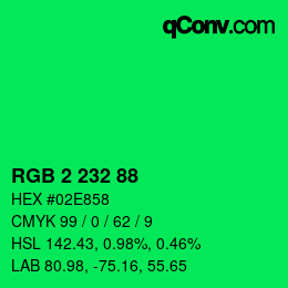 Color code: RGB 2 232 88 | qconv.com