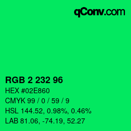 Color code: RGB 2 232 96 | qconv.com