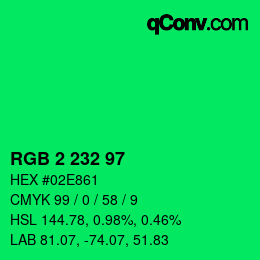 Color code: RGB 2 232 97 | qconv.com