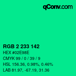 Color code: RGB 2 233 142 | qconv.com