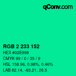 Color code: RGB 2 233 152 | qconv.com