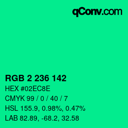 Color code: RGB 2 236 142 | qconv.com
