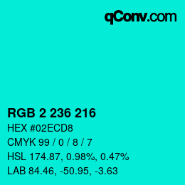 Color code: RGB 2 236 216 | qconv.com