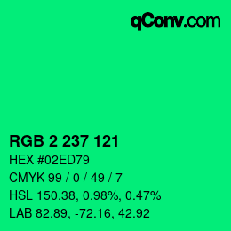 Color code: RGB 2 237 121 | qconv.com