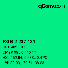 カラーコード: RGB 2 237 131 | qconv.com