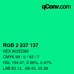 Color code: RGB 2 237 137 | qconv.com