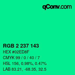 Color code: RGB 2 237 143 | qconv.com