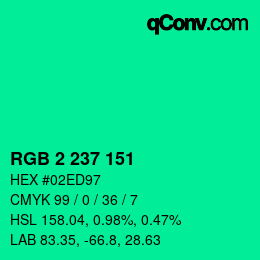 Color code: RGB 2 237 151 | qconv.com