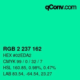 カラーコード: RGB 2 237 162 | qconv.com