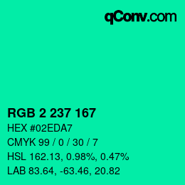 Color code: RGB 2 237 167 | qconv.com
