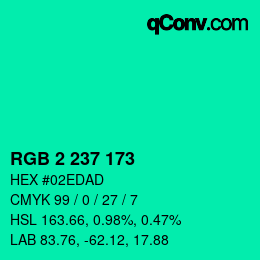 Color code: RGB 2 237 173 | qconv.com