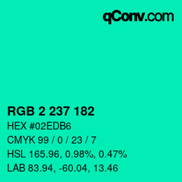 Color code: RGB 2 237 182 | qconv.com