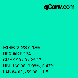 Color code: RGB 2 237 186 | qconv.com