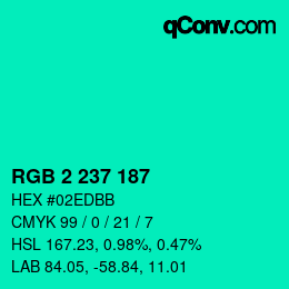 Color code: RGB 2 237 187 | qconv.com